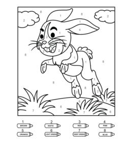 Coloring by numbers from 1 to 10 - Bunny (Harder)  for kids