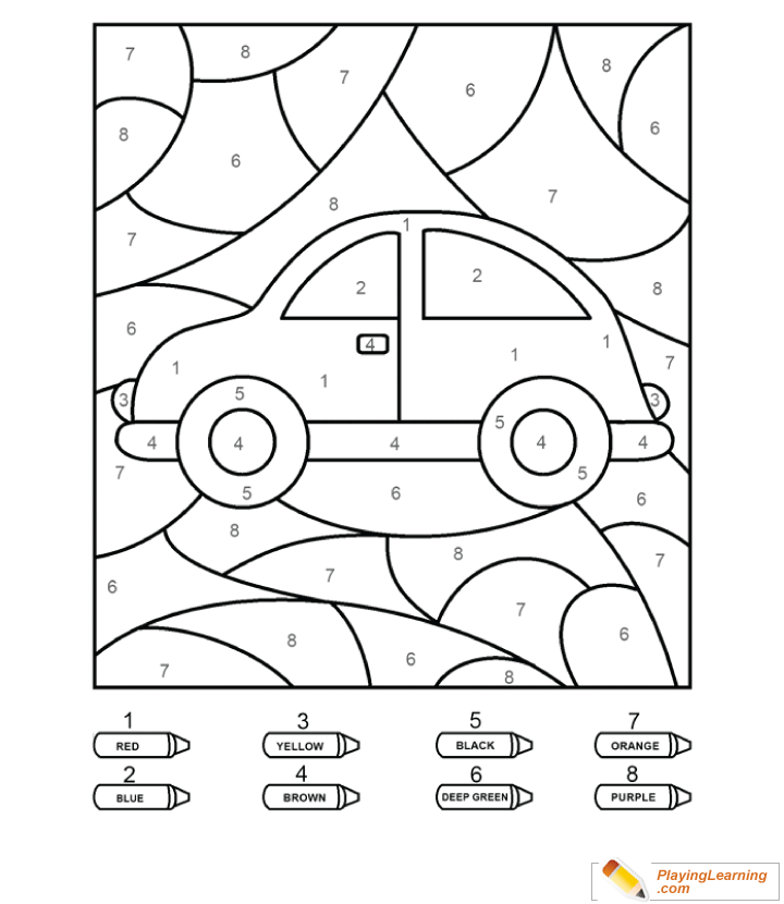 Coloring By Numbers  To  Car  for kids