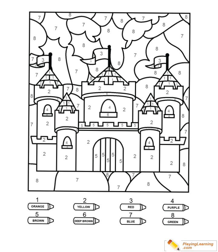 Coloring By Numbers  To  Castle  for kids