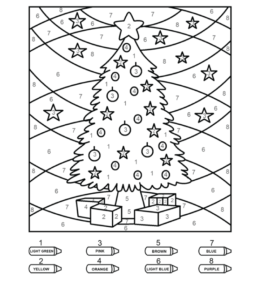 Coloring by numbers from 1 to 10 - Christmas Tree for kids