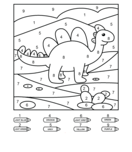 Coloring by numbers from 1 to 10 - Dinosaur for kids