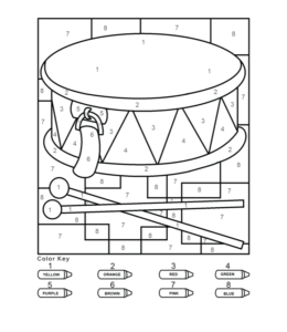 Coloring by numbers from 1 to 10 - Drum (Harder)  for kids