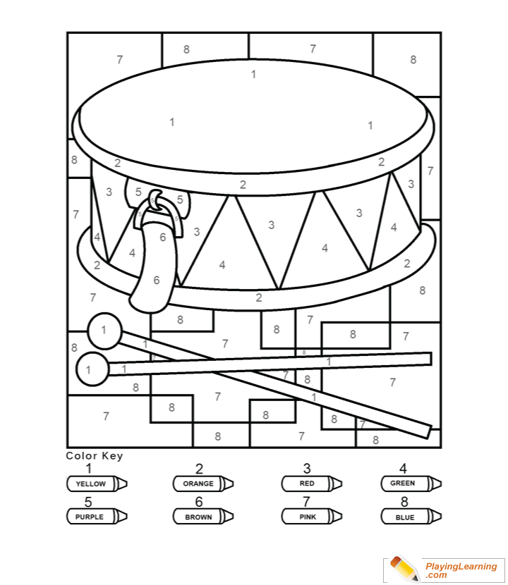 Coloring By Numbers  To  Drum  for kids