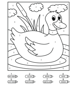 Coloring by numbers from 1 to 10 - Duck for kids