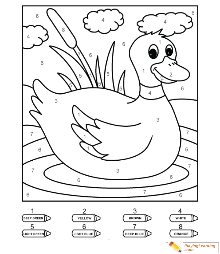 Coloring By Numbers  To  Duck  for kids