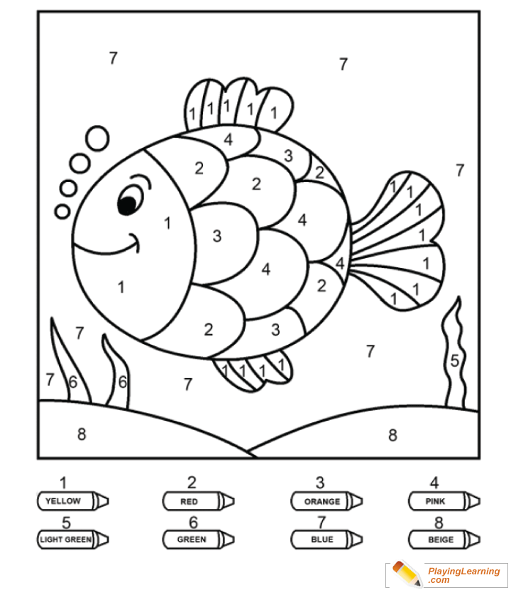 Coloring By Numbers  To  Fish  for kids