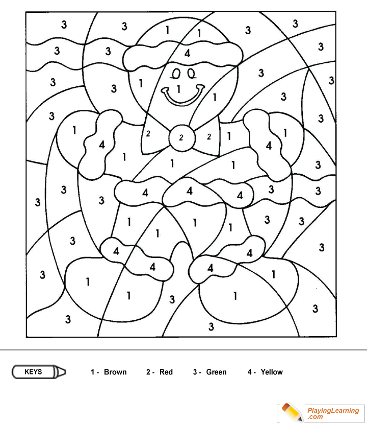 Coloring By Numbers  To  Gingerbread  for kids