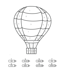 Coloring by numbers from 1 to 10 - Hot Air Balloon (Easy)  for kids
