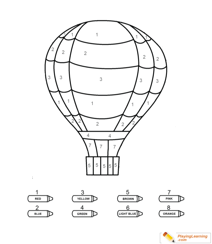 Coloring By Numbers  To  Hot Air Balloon  for kids