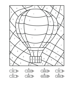Coloring by numbers from 1 to 10 - Hot Air Balloon (Harder)  for kids