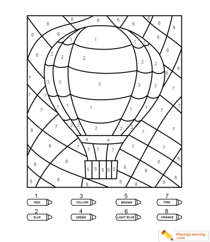 Coloring By Numbers  To  Hot Air Balloon  for kids
