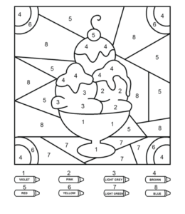 Coloring by numbers from 1 to 10 - Ice Cream (Harder)  for kids