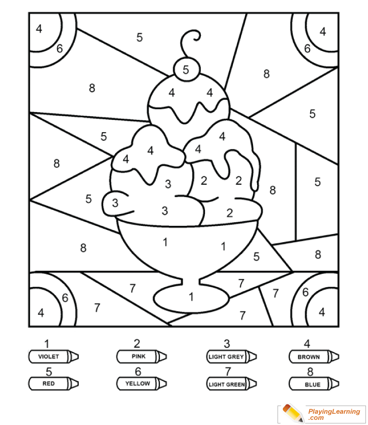 Coloring By Numbers  To  Ice Cream  for kids