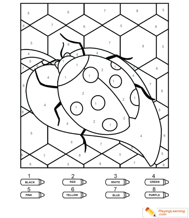 Coloring By Numbers  To  Ladybug  for kids