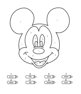Coloring by numbers from 1 to 10 - Mickey Mouse (Easy)  for kids