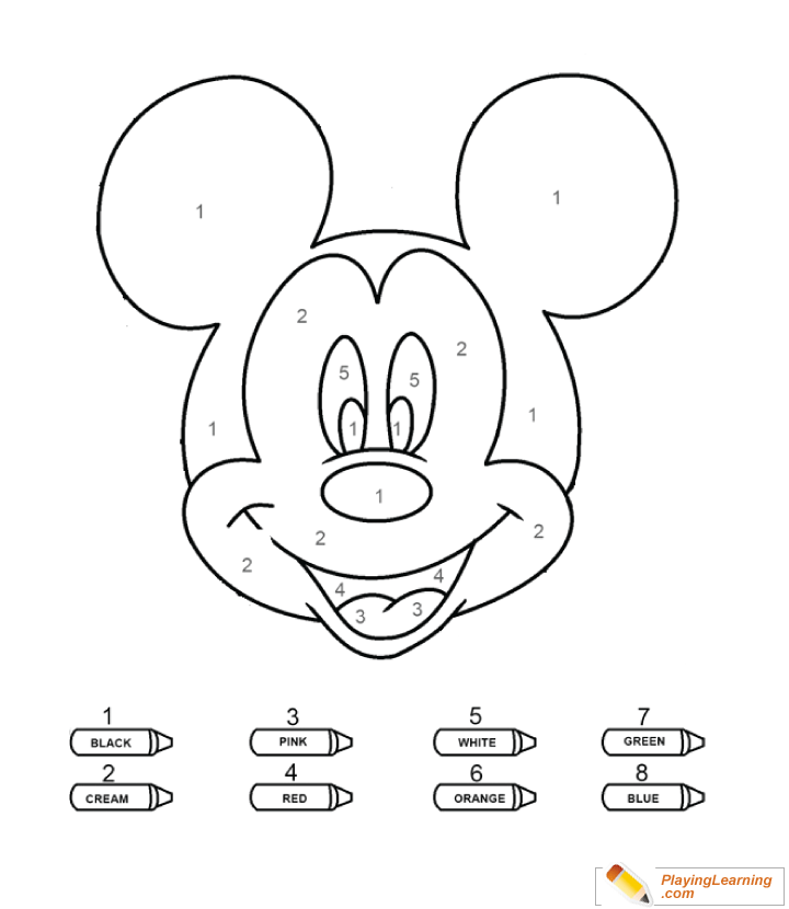 Coloring By Numbers  To  Mickey  for kids