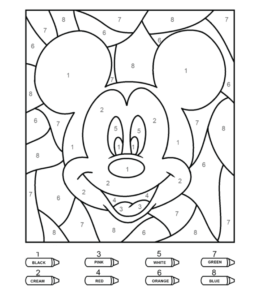 Coloring by numbers from 1 to 10 - Mickey Mouse (Harder)  for kids