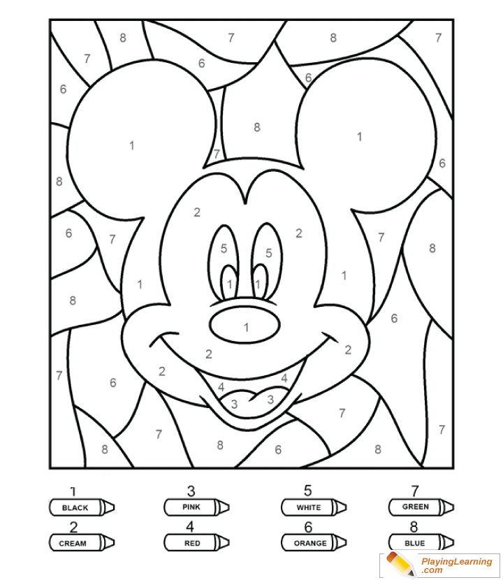 Coloring By Numbers 1 To 10 Mickey 02 | Free Coloring By Numbers To Mickey