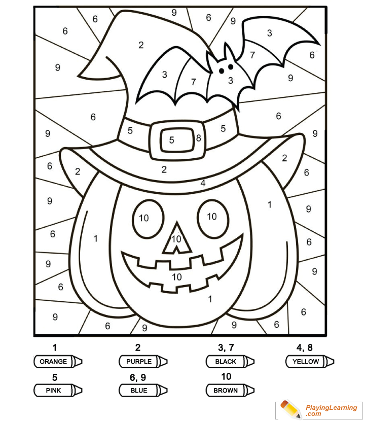 Coloring By Numbers 1 To 10 Pumpkin 02 | Free Coloring By Numbers To ...