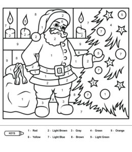 Coloring by numbers from 1 to 10 - Santa Claus for kids