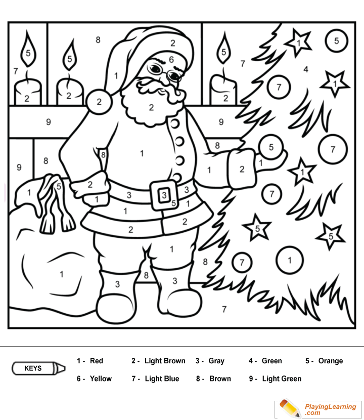 Coloring By Numbers 1 To 10 Santa 01 | Free Coloring By Numbers To Santa