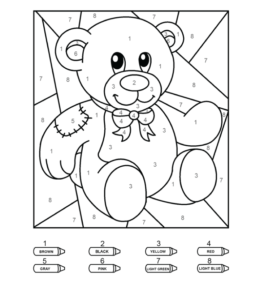 Coloring by numbers from 1 to 10 - Hot Teddy Bear (Harder)  for kids