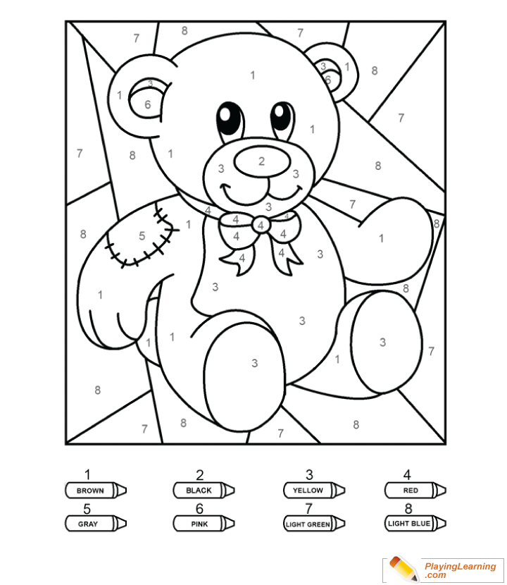 Coloring By Numbers 1 To 10 Teddy Bear 02 | Free Coloring By Numbers To