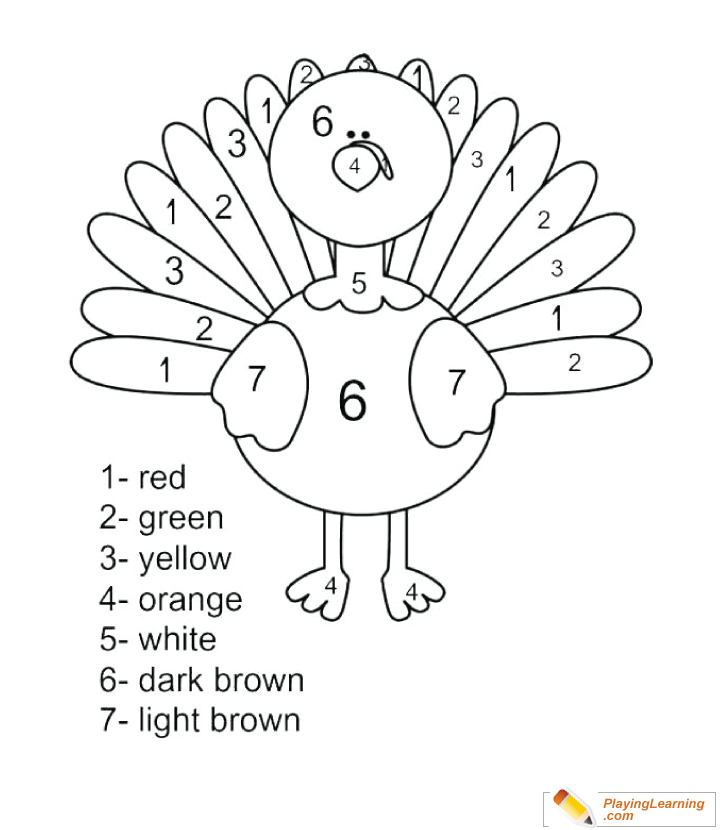 Coloring By Numbers  To  Turkey  for kids