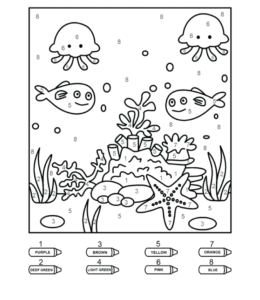 Coloring by numbers from 1 to 10 - Underwater  for kids