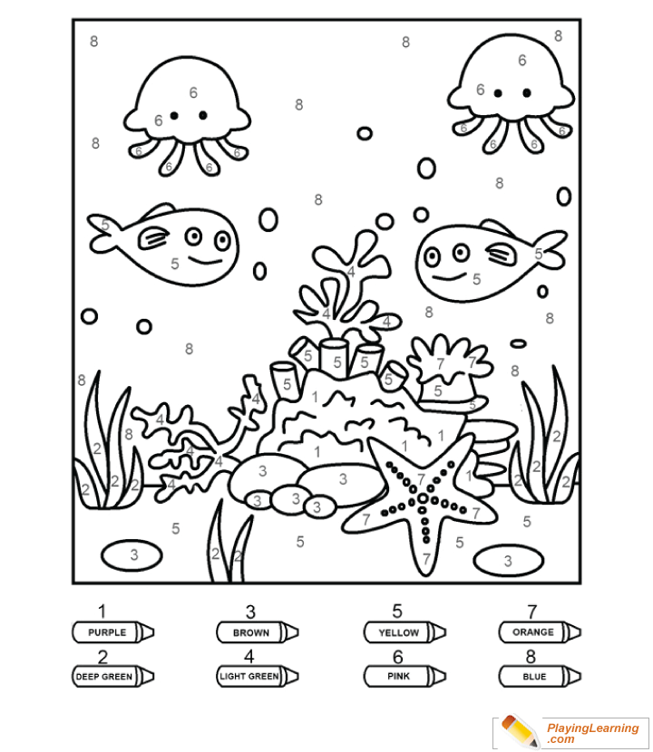 Coloring By Numbers  To  Underwater  for kids