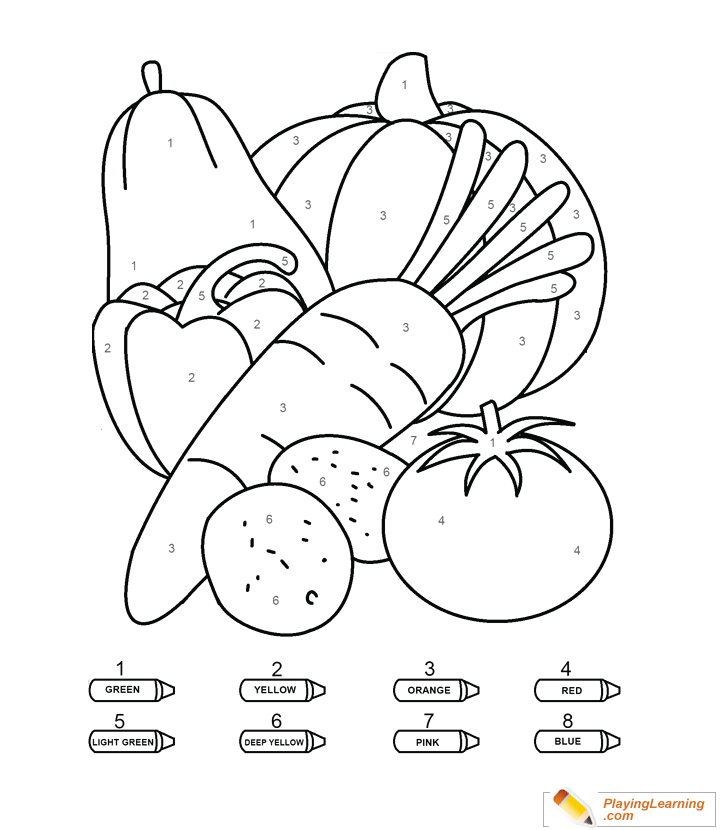 Coloring By Numbers  To  Vegetables  for kids