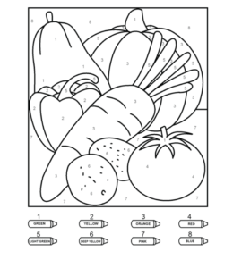 ONLINE Coloring Game - Vegetables - Coloring by numbers for kids