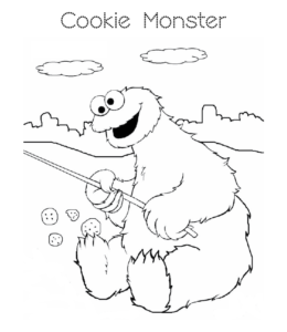 Sesame Street Cookie Monster Coloring Page 6 for kids