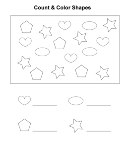 Counting & Naming Shapes - Heart, oval, pentagon, star for kids
