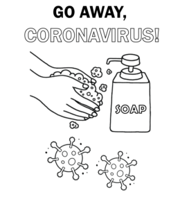 COVID-19 coloring page - Washing hands for kids
