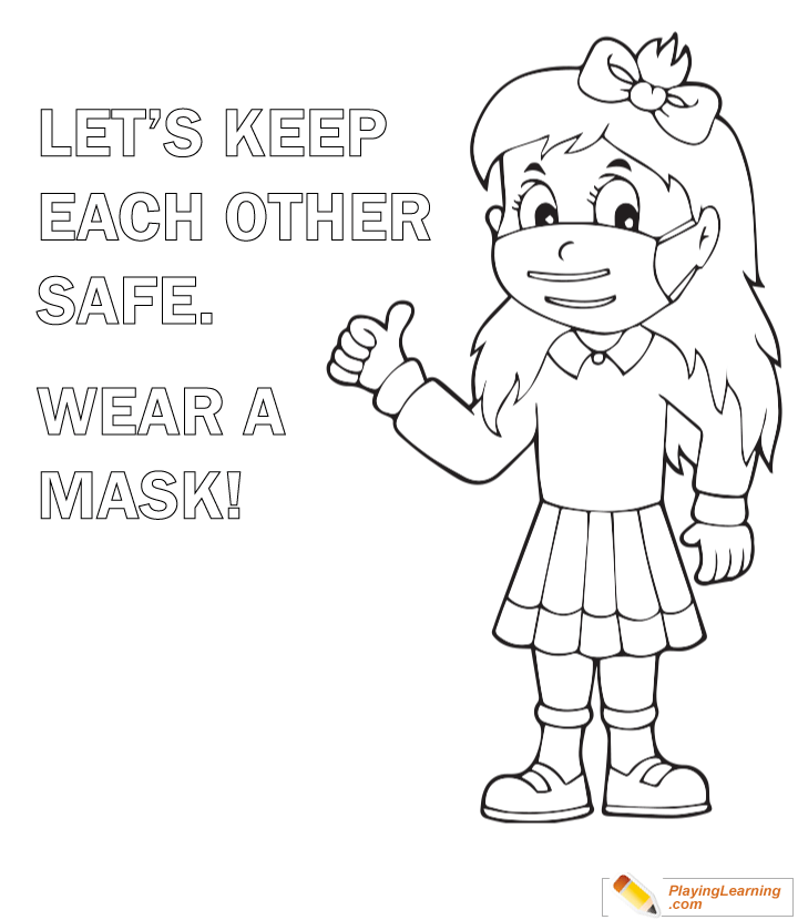 Covid  Wearing Mask Coloring Page  for kids