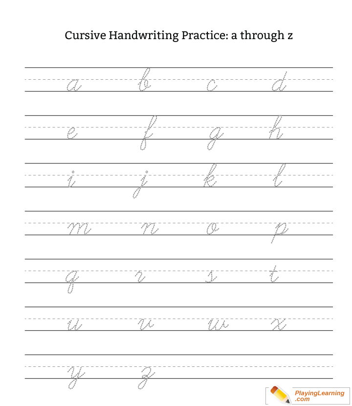 Cursive Handwriting Practice Letter A Through Z Lowercase | Free ...