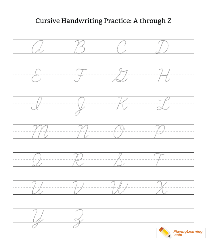 Cursive Handwriting Practice Letter A Through Z Uppercase Free