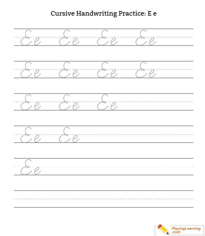 Cursive Handwriting Practice Letter E Free Cursive Handwriting Practice Letter E