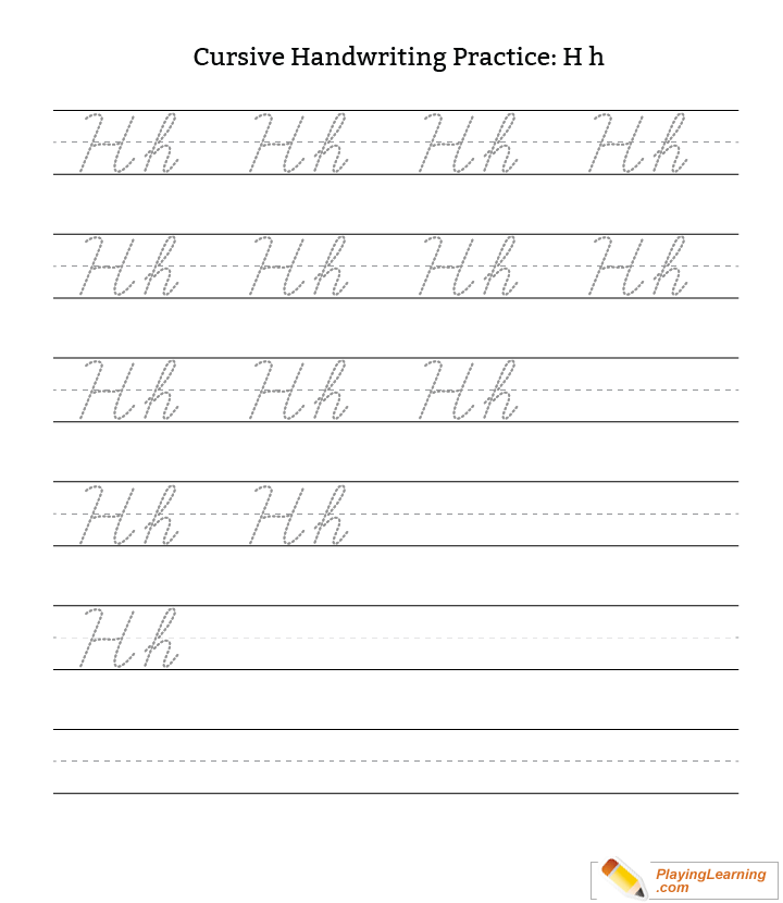 Cursive Handwriting Practice Letter H Free Cursive Handwriting Practice Letter H