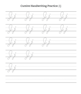 Cursive Alphabet Tracing Worksheet Letter J for kids