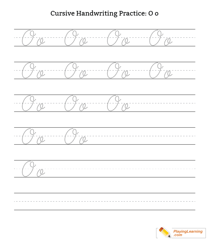 Cursive Handwriting Practice Letter O for kids
