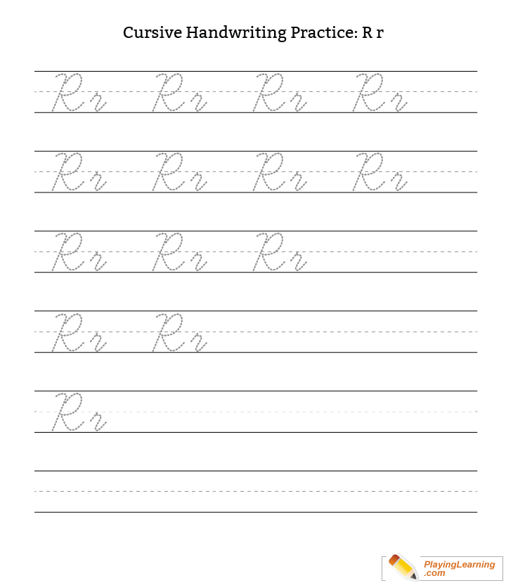 Cursive Handwriting Practice Letter R for kids