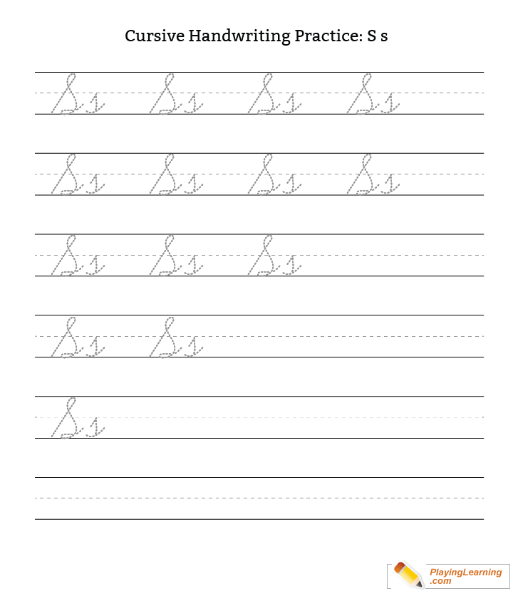 Cursive Handwriting Practice Letter S for kids