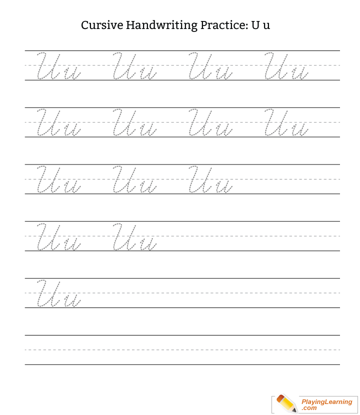 Cursive Handwriting Practice Letter U Free Cursive Handwriting 