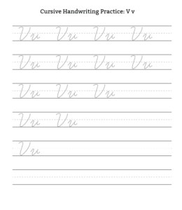 Cursive Alphabet Tracing Worksheet Letter V for kids