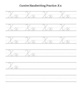 Cursive Alphabet Tracing Worksheet Letter X for kids