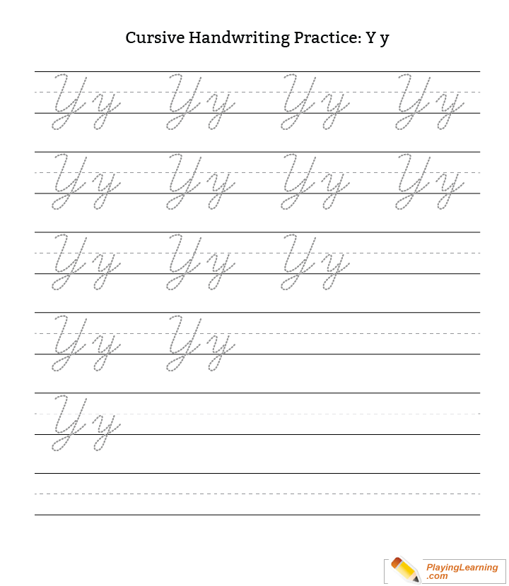 Cursive Handwriting Practice Letter Y for kids