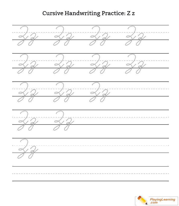 Cursive Handwriting Practice Letter Z | Free Cursive Handwriting
