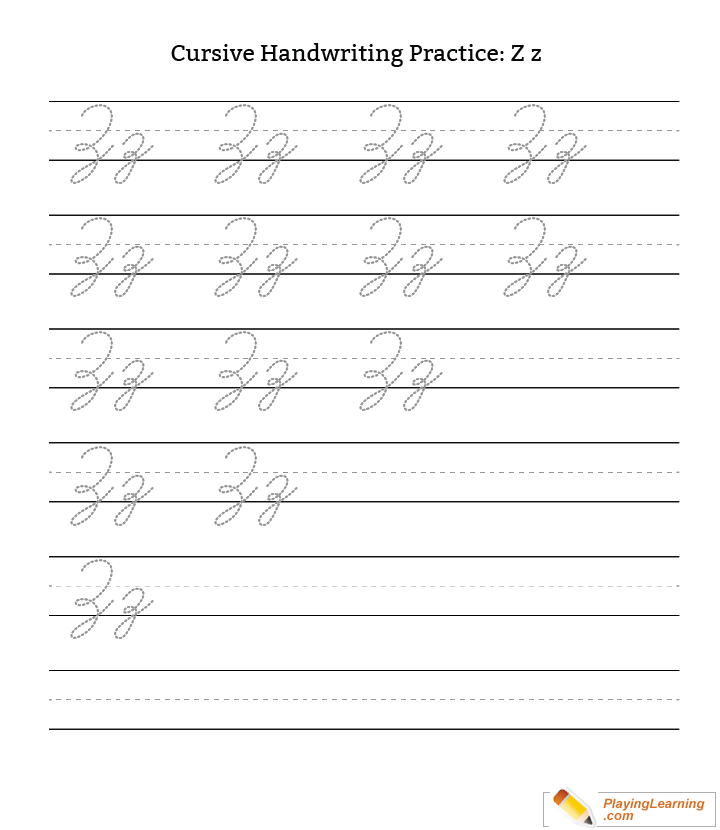 Cursive Handwriting Practice Letter Z Free Cursive Handwriting 